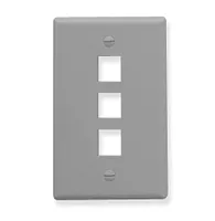 ICC IC107F03GY Faceplate, Flat, 1-Gang, 3-Port, Gray