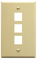ICC IC107F03IV Faceplate, Flat, 1-Gang, 3-Port, Ivory