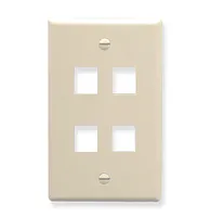 ICC IC107F04AL Faceplate, Flat, 1-Gang, 4-Port, Almond