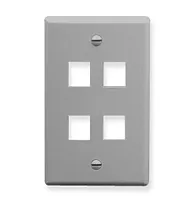 ICC IC107F04GY Faceplate, Flat, 1-Gang, 4-Port, Gray