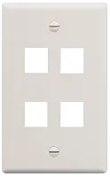 ICC IC107F04WH Faceplate, Flat, 1-Gang, 4-Port, White