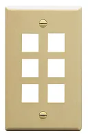 ICC IC107F06IV Faceplate, Flat, 1-Gang, 6-Port, Ivory