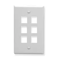 ICC IC107F06WH Faceplate, Flat, 1-Gang, 6-Port, White