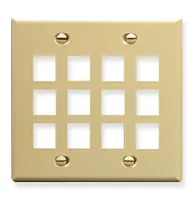 ICC IC107F12IV Faceplate, Flat, 2-Gang, 12-Port, Ivory