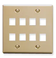 ICC IC107FD8IV Faceplate, Flat, 2-Gang, 8-Port, Ivory