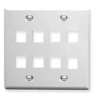 ICC IC107FD8WH Faceplate, Flat, 2-Gang, 8-Port, White