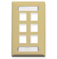 ICC IC107S06IV Faceplate, Id, 1-Gang, 6-Port, Ivory
