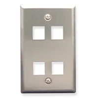 ICC IC107SF4SS Faceplate, Stainless Steel,1-Gang,4-Port