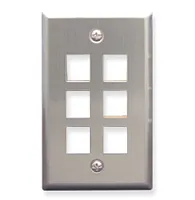 ICC IC107SF6SS Faceplate, Stainless Steel,1-Gang,6-Port