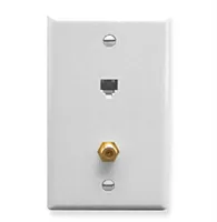ICC IC630E6GWH Wall Plate, Voice 6P6C & F-Type, White