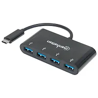 Manhattan 162746 4-Port Usb 3.0 Type-C Hub With Usb-C Male Connector, 4 Usb-A Fe