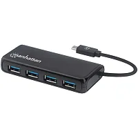 Manhattan 164924 4-Port Usb 3.2 Gen 1 Hub With Usb-C-Male To 4 Usb-A Females