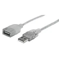 Manhattan 336314 A-Male To A-Female Usb 2.0 Extension Cable, Translucent Silver