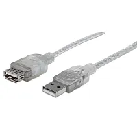 Manhattan 340496 A-Male To A-Female Usb 2.0 Extension Cable, Translucent Silver