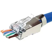 Ideal 85-369 Shielded Feed-Thru Cat6A/6/5E Modular Plugs, 50-Pac