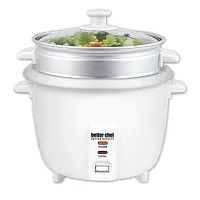 Better Chef 5 Cup Rice Cooker with Food Steamer Attachment in White
