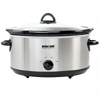 Better Chef 6 Quart Oval Slow Cooker with Removable Stoneware Crock in Stainless