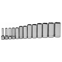 Williams 3/8&quot; Drive Deep Sae Socket Set On Clip Rail  6-Point (13 Piece)