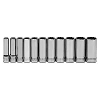 Williams 1/2&quot; Drive Deep Sae Socket Set On Clip Rail  12-Point (11 Piece)