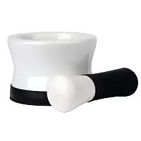 HEALTHSMART Porcelain Mortar and Pestle with Black Silicone Base-KTHERBC