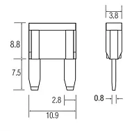 LITTELFUSE MIN25BP Mini Fuse 5 Cds/Pack 25A