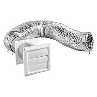 Lambro 1379W 4-In. X 8-Ft. Ul 2158A Transition Duct Louvered Vent Kit