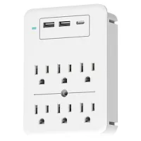 Ciao Tech Cpa5V00-072 6-Ac Outlet 3-Usb Port 300-Joules Surge Protector Wall Tap