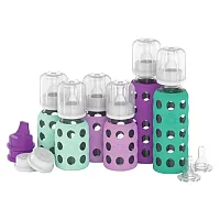 Lifefactory Lf120407C4 6-Glass Baby Bottle Starter Set (Mint/Lavender/Grape/Kale