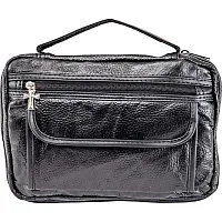 Embassy Italian Stone Design Black Genuine Leather Bible Cover-LULBIBLE