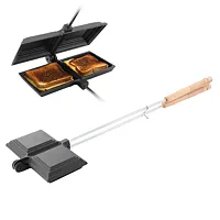 Megachef 8.26 Inch Cast Iron Pie Iron Outdoor/Camping Cookware with Long Handle