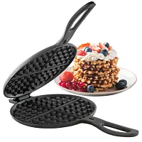Megachef 6.7 Inch Round Cast Iron Pie Iron Outdoor/Camping Cookware with Long Ha