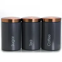 MegaChef Essential Kitchen Storage 3 Piece Sugar, Coffee and Tea Canister Set in
