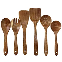 MegaChef 6 Piece Acacia Wood Kitchen Utensil Set in Dark Brown
