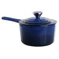 MegaChef 2 Quart Enameled Cast Iron Sauce Pan in Gradient Dark Blue