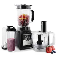 MegaChef 8 Cup 1400W Knob Panel Blender with 5 Cup Food Processor and Two 24 Ou