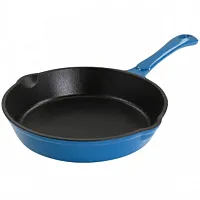 MegaChef Enameled Round 8 Inch PreSeasoned Cast Iron Frying Pan in Turquoise