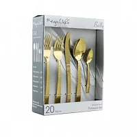 MegaChef Baily 20 Piece Flatware Utensil Set, Stainless Steel Silverware Metal S