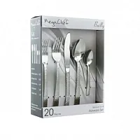 MegaChef Baily 20 Piece Flatware Utensil Set, Stainless Steel Silverware Metal S