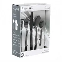 Megachef Cravat 20 Piece Flatware Utensil Set, Stainless Steel Silverware Metal