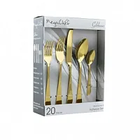MegaChef Gibbous 20 Piece Flatware Utensil Set, Stainless Steel Silverware Metal