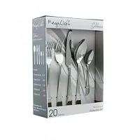 MegaChef Gibbous 20 Piece Flatware Utensil Set, Stainless Steel Silverware Metal