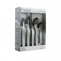 MegaChef La Vague 20 Piece Flatware Utensil Set, Stainless Steel Silverware Meta