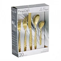 Megachef La Vague 20 Piece Flatware Utensil Set, Stainless Steel Silverware Meta