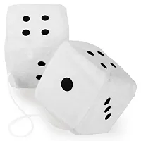 Pair of White 3in Hanging Fuzzy Dice MDIC-002
