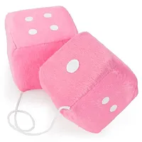Pair of Pink 3in Hanging Fuzzy Dice MDIC-003