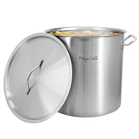 MegaChef Professional Kitchen 26.4 Quart Large Round Stainless Steel Stock Pot w