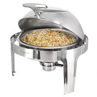 MegaChef 6.3 Quart Round Stainless Steel Dome Roll Top Professional Chafing Dish