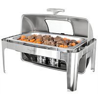MegaChef 9.5 Quart Oblong Roll Top Stainless Steel Professional Chafing Dish/Foo
