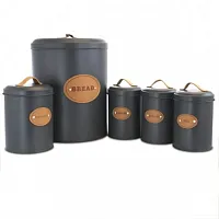 MegaChef Kitchen Food Storage and Organization 5 Piece Canister Set in Grey