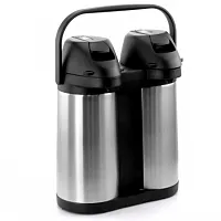 MegaChef Dual 2 Quart Stainless Steel Airpot, Hot Water Dispenser for Coffee and